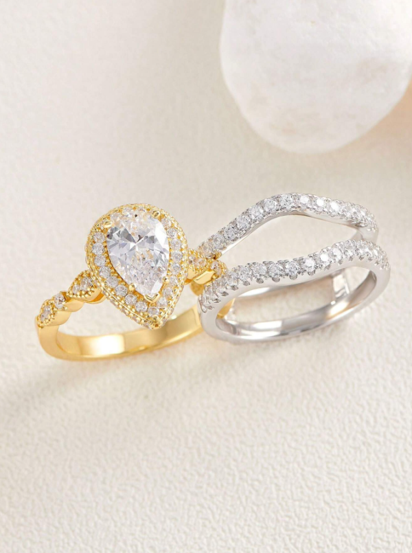 6*9mm 2.7Ct High Grade Cubic Zirconia Wedding Set - Image 14