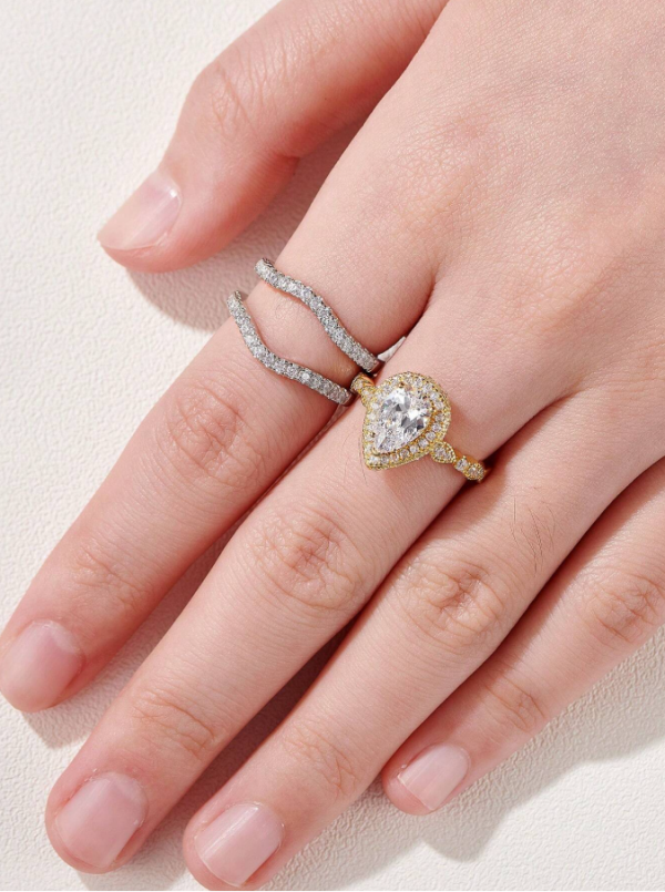 6*9mm 2.7Ct High Grade Cubic Zirconia Wedding Set - Image 15