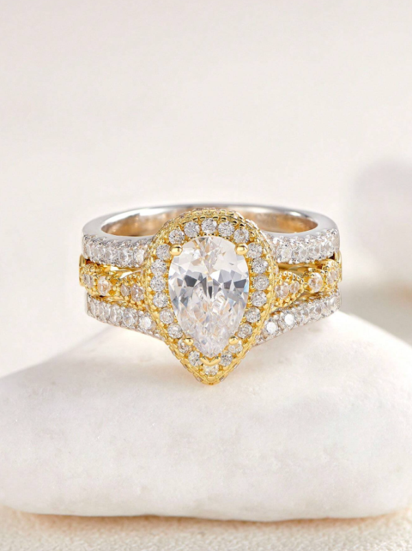 6*9mm 2.7Ct High Grade Cubic Zirconia Wedding Set - Image 17
