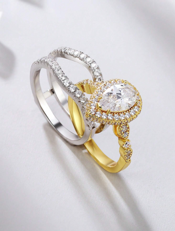 6*9mm 2.7Ct High Grade Cubic Zirconia Wedding Set - Image 18