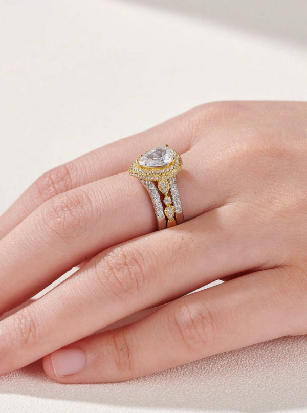 6*9mm 2.7Ct High Grade Cubic Zirconia Wedding Set - Image 19