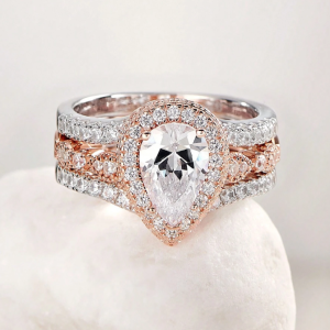 6*9mm 2.7Ct High Grade Cubic Zirconia Wedding Set