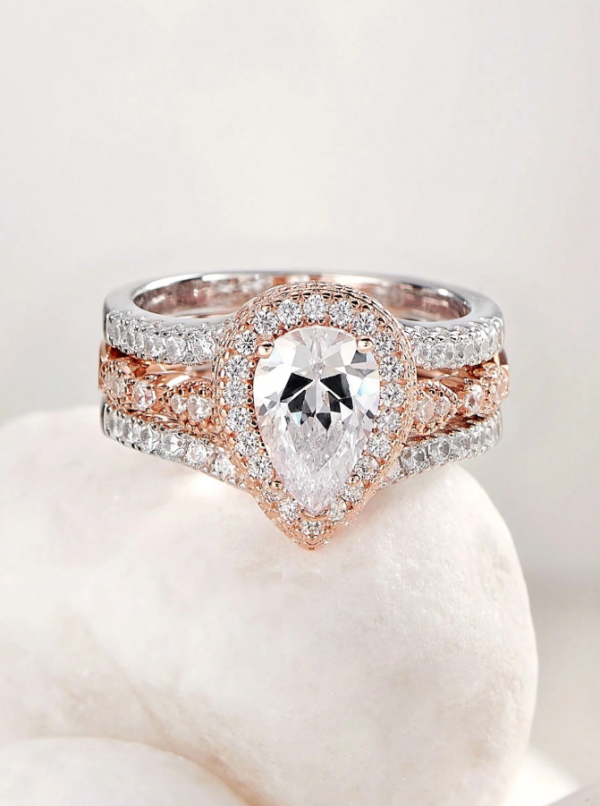 6*9mm 2.7Ct High Grade Cubic Zirconia Wedding Set