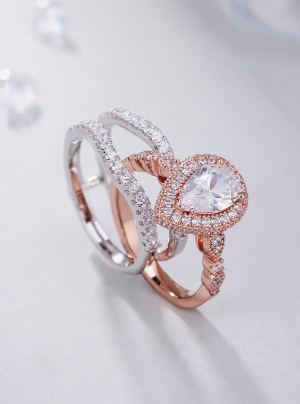 6*9mm 2.7Ct High Grade Cubic Zirconia Wedding Set - Image 6