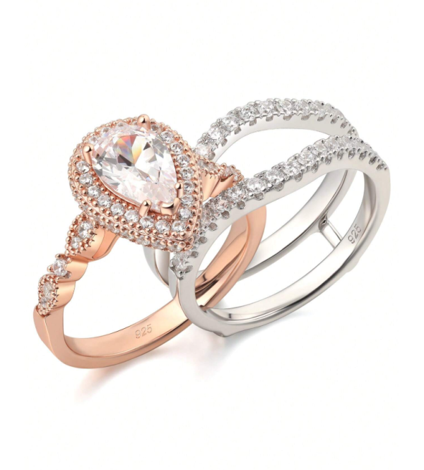 6*9mm 2.7Ct High Grade Cubic Zirconia Wedding Set - Image 7