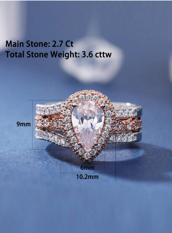 6*9mm 2.7Ct High Grade Cubic Zirconia Wedding Set - Image 8