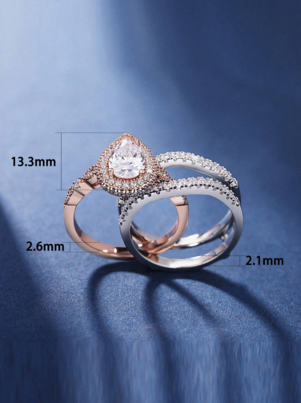 6*9mm 2.7Ct High Grade Cubic Zirconia Wedding Set - Image 9