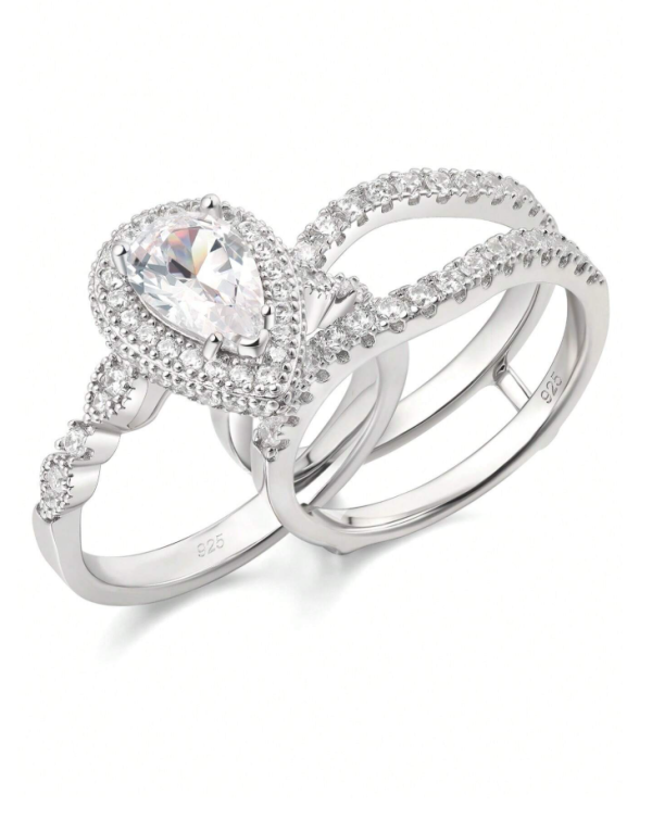 6*9mm 2.7Ct High Grade Cubic Zirconia Wedding Set - Image 23