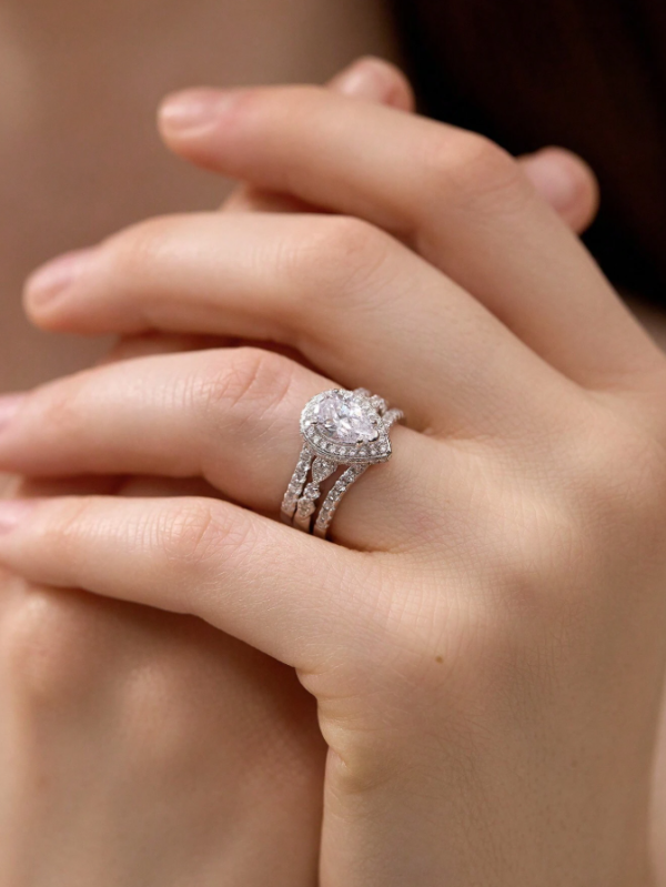 6*9mm 2.7Ct High Grade Cubic Zirconia Wedding Set - Image 25