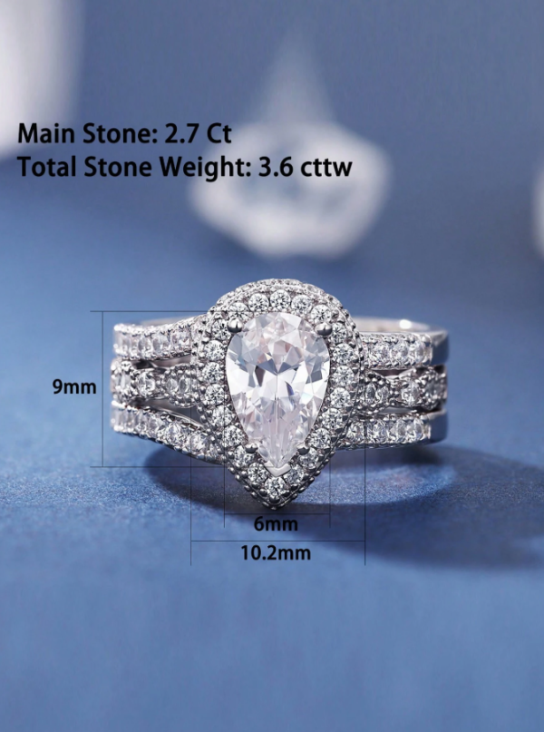 6*9mm 2.7Ct High Grade Cubic Zirconia Wedding Set - Image 26
