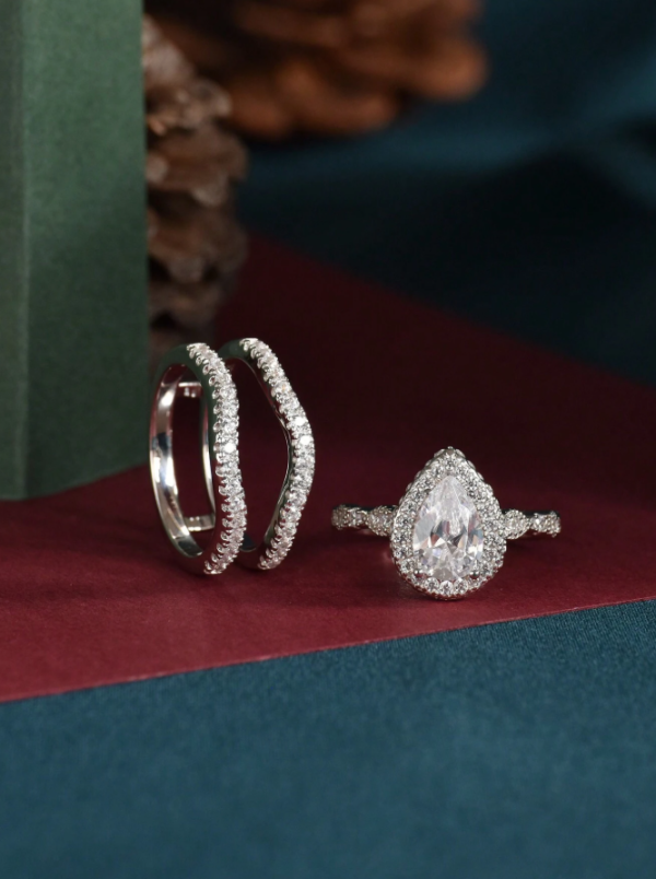 6*9mm 2.7Ct High Grade Cubic Zirconia Wedding Set - Image 27
