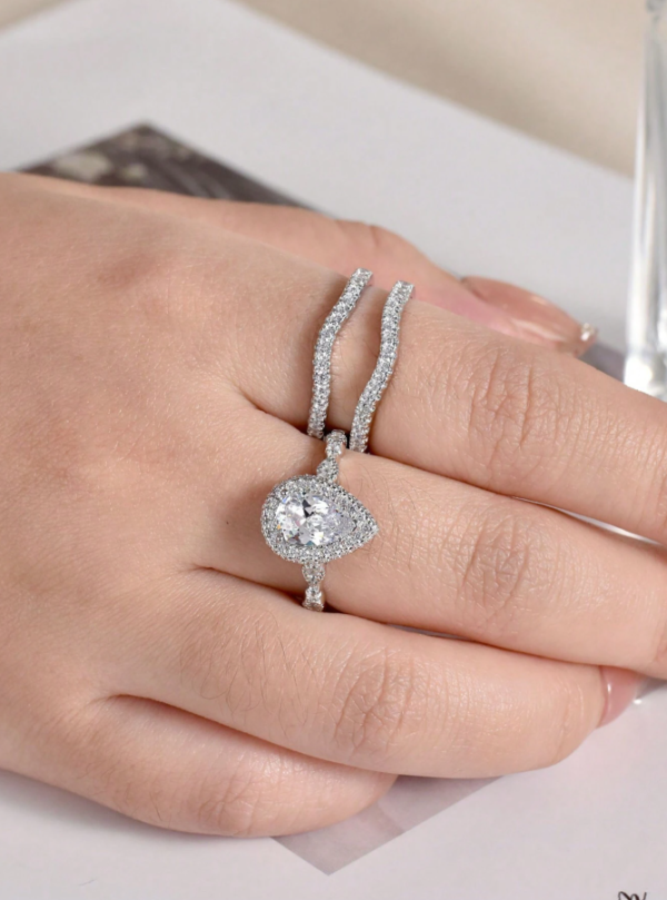6*9mm 2.7Ct High Grade Cubic Zirconia Wedding Set - Image 28