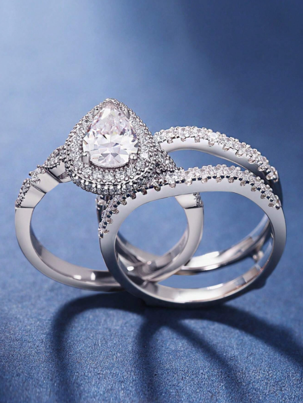 6*9mm 2.7Ct High Grade Cubic Zirconia Wedding Set - Image 29