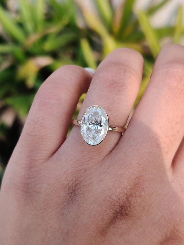 8CT Exquisite Elegant Luxury 925 Sterling Silver Simple Oval Solitaire Engagement Ring - Image 2