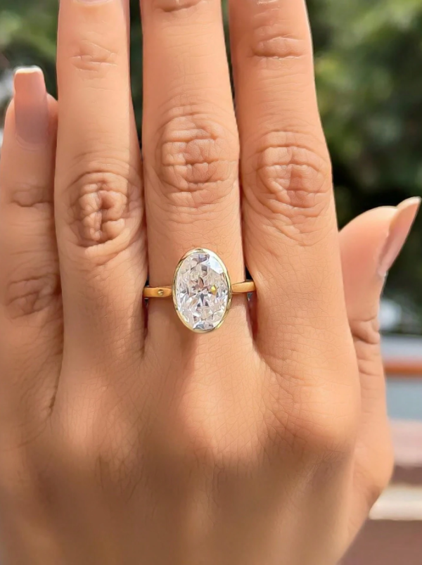 8CT Exquisite Elegant Luxury 925 Sterling Silver Simple Oval Solitaire Engagement Ring - Image 4