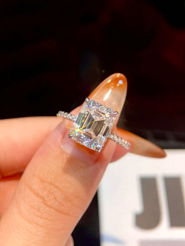 Emerald Cut Baguette Diamond Ring-4ct - Image 2