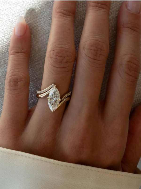 3CT Moissanite Eye-Shaped Ring Set - Image 6
