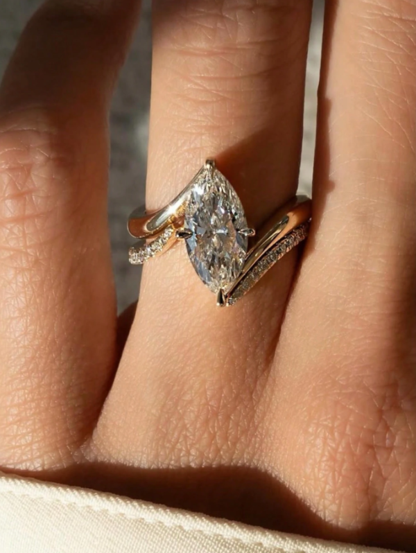 3CT Moissanite Eye-Shaped Ring Set - Image 5