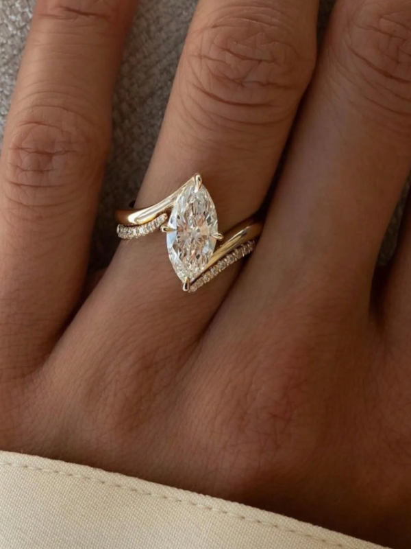 3CT Moissanite Eye-Shaped Ring Set - Image 3