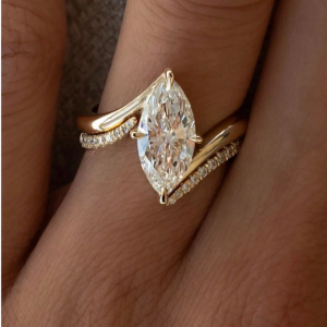 3CT Moissanite Eye-Shaped Ring Set