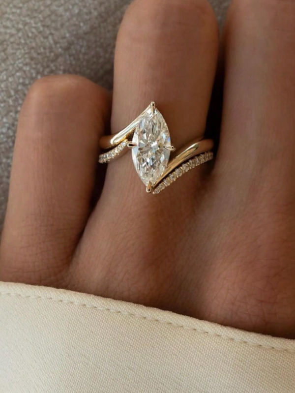 3CT Moissanite Eye-Shaped Ring Set - Image 2
