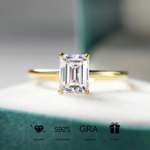 14K Gold Plated 925 Sterling Silver Teardrop Moissanite Ring