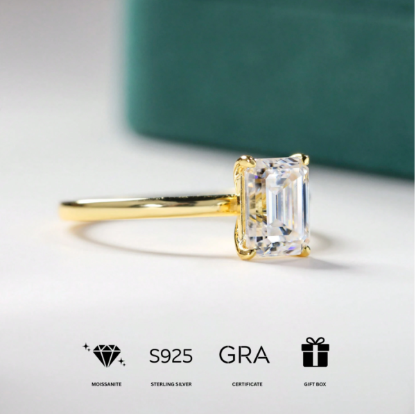 14K Gold Plated 925 Sterling Silver Teardrop Moissanite Ring - Image 2