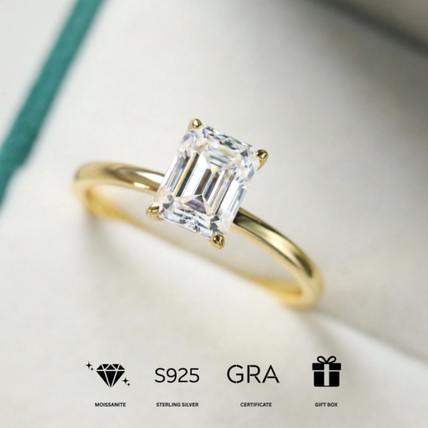 14K Gold Plated 925 Sterling Silver Teardrop Moissanite Ring - Image 3
