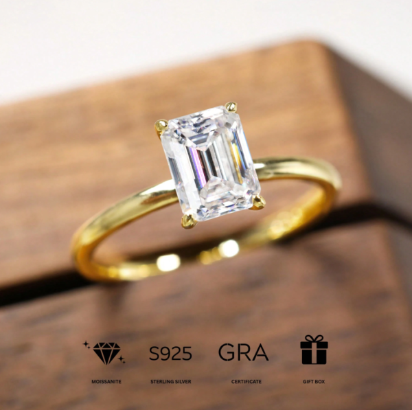 14K Gold Plated 925 Sterling Silver Teardrop Moissanite Ring - Image 4