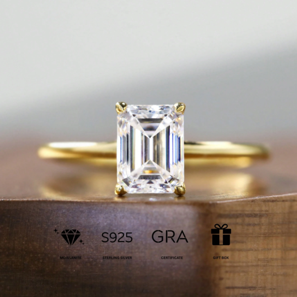 14K Gold Plated 925 Sterling Silver Teardrop Moissanite Ring - Image 5
