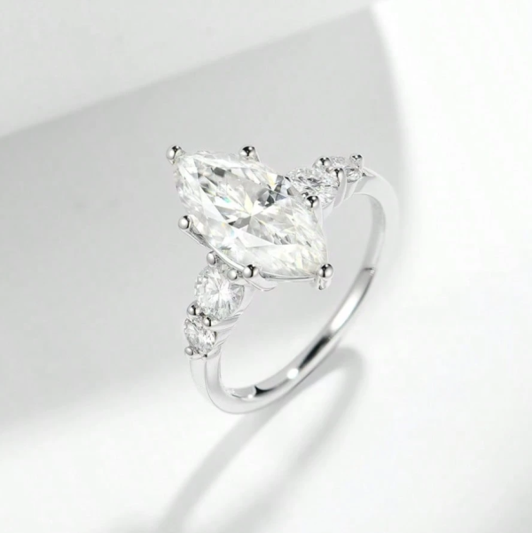 3 Carat Marquise Moissanite Special-Shaped Engagement Ring - Image 2