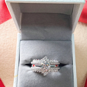 Solitaire 6.5*6.5mm 1.0 Carat Round Cut Dazzling AAAAA Cubic Zirconia Wedding Ring Set