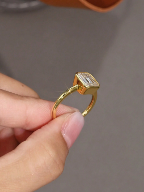 Simple, Elegant 2ct Emerald Cut Moissanite Ring - Image 6