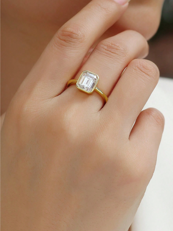 Simple, Elegant 2ct Emerald Cut Moissanite Ring - Image 7