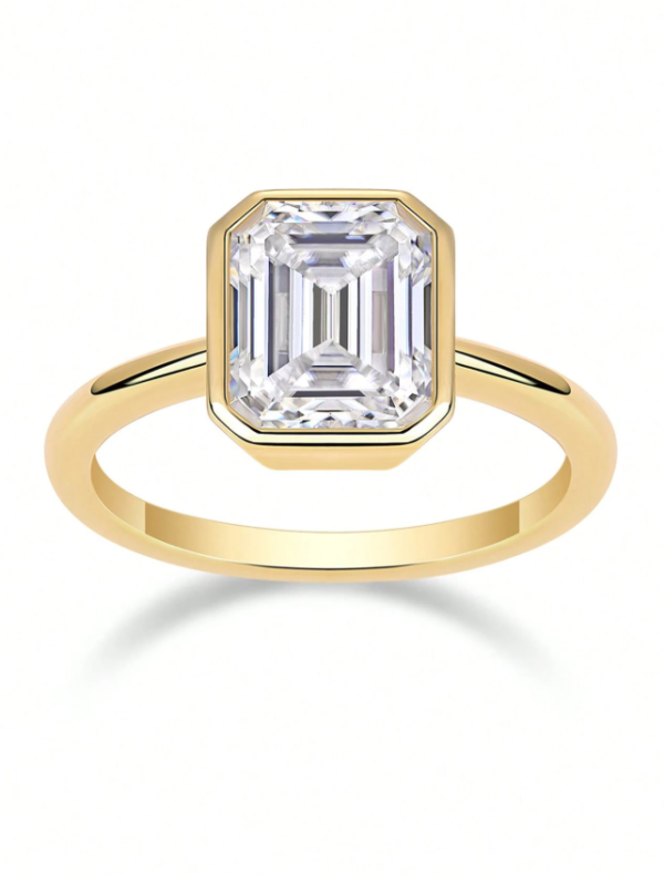 Simple, Elegant 2ct Emerald Cut Moissanite Ring - Image 3
