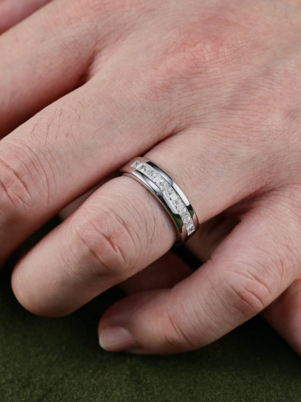 Dainty Moissanite Wedding Band For Men - Image 4