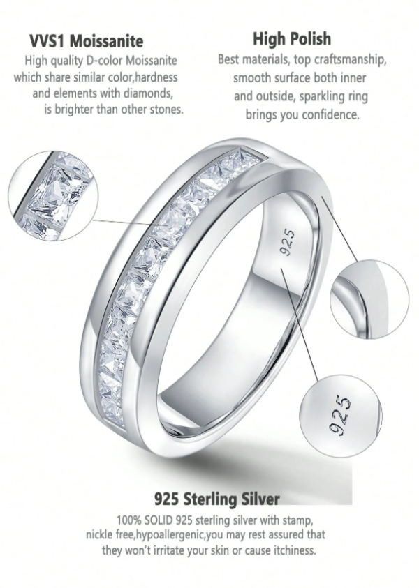 Dainty Moissanite Wedding Band For Men - Image 2