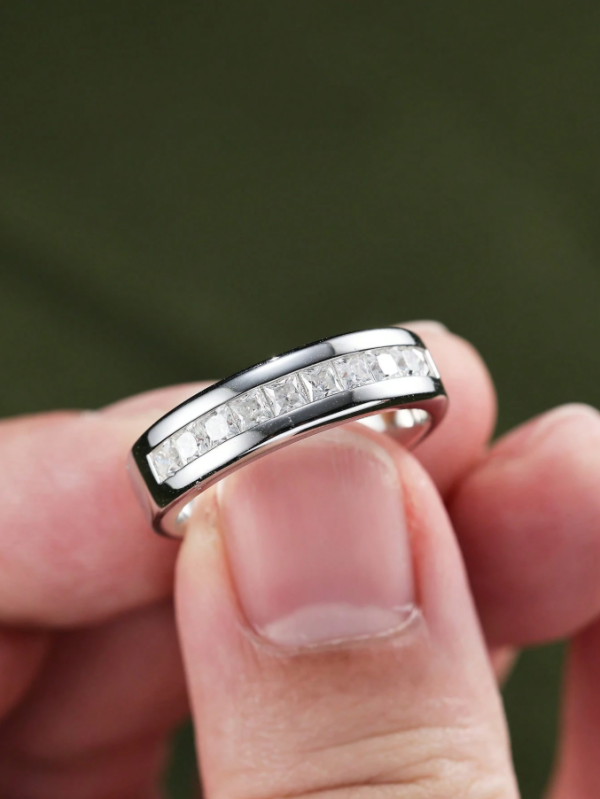 Dainty Moissanite Wedding Band For Men - Image 7