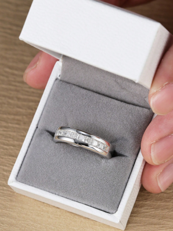 Dainty Moissanite Wedding Band For Men - Image 9
