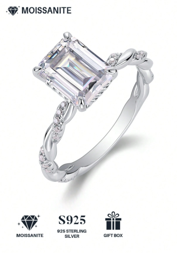 2CT Moissanite Silver Ring - Image 2