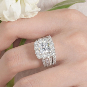 Vintage Style Laboratory-Created 7.5*7.5mm 2.5 Carat Princess Cut Wedding Set