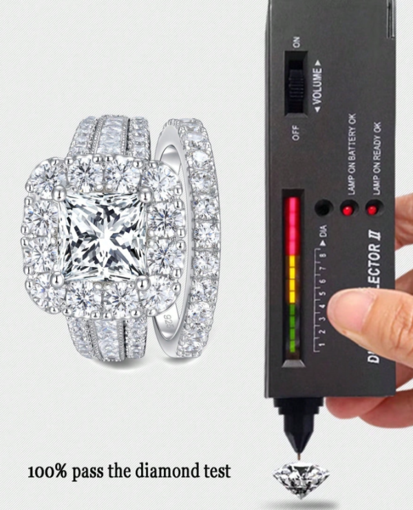 Vintage Style Laboratory-Created 7.5*7.5mm 2.5 Carat Princess Cut Wedding Set - Image 5