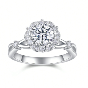 Floral Halo Design 1ct Moissanite Ring