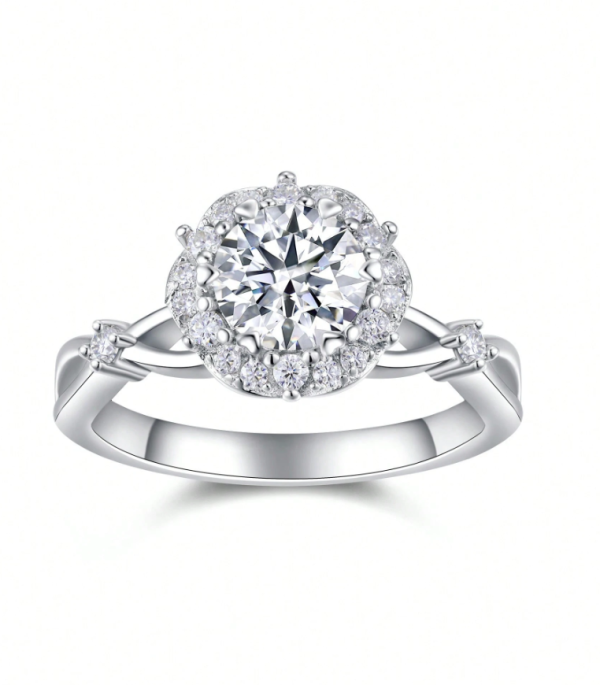 Floral Halo Design 1ct Moissanite Ring