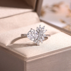 2CT Geometric Moissanite Ring