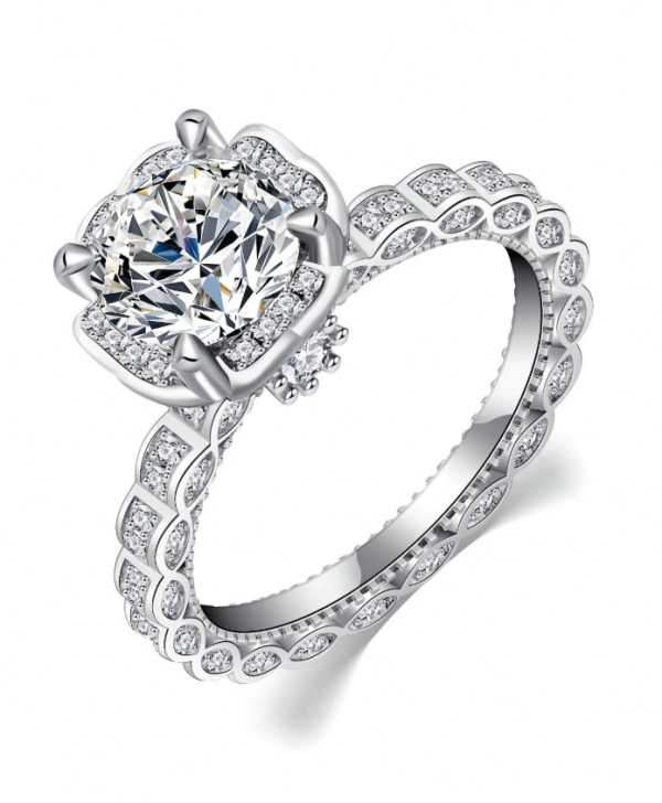 White Gold Floral Engraved Women's Wedding Band