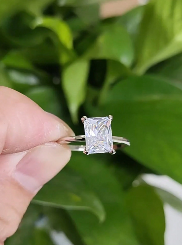 Elegant Emerald Cut 3 Carat Moissanite Ring - Image 2