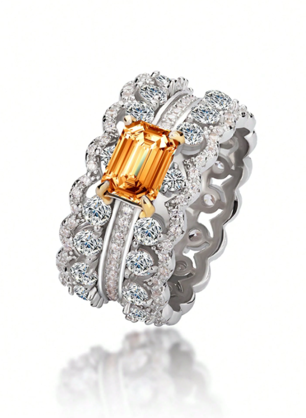 1 Carat Cushion Cut 5*7mm Champagne Moissanite Women's Wedding Engagement Ring - Image 2