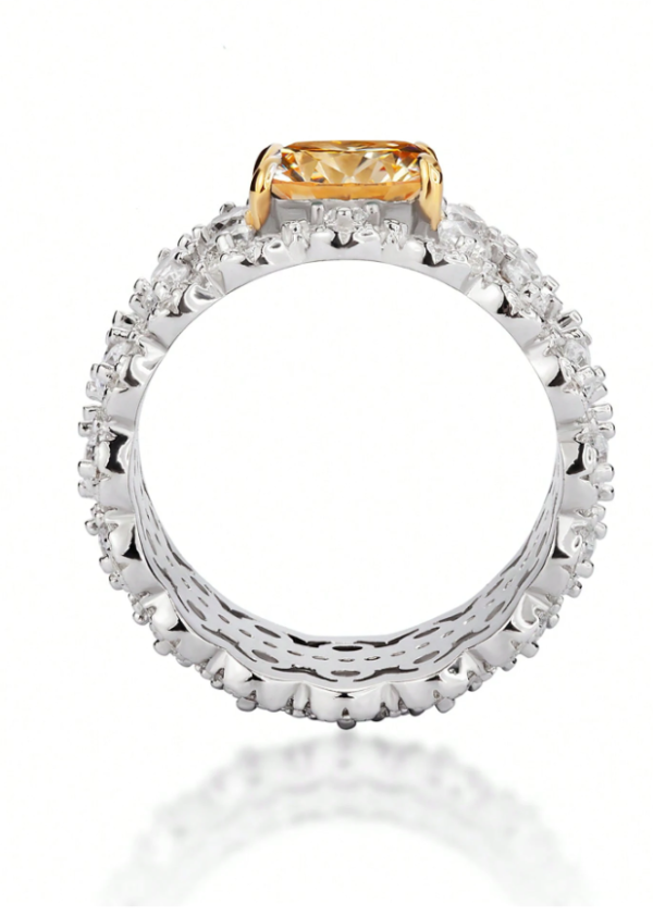 1 Carat Cushion Cut 5*7mm Champagne Moissanite Women's Wedding Engagement Ring - Image 3