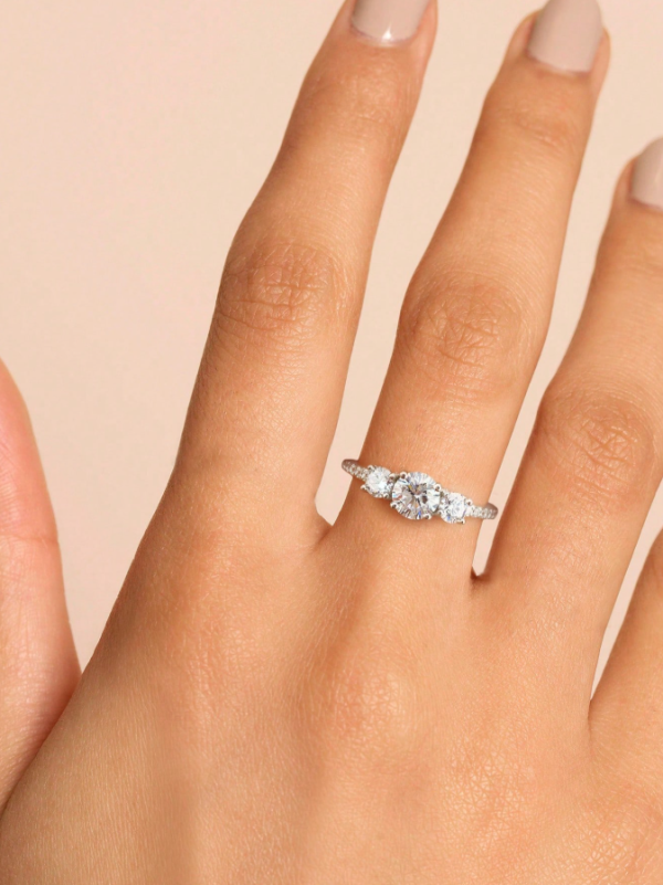 1 Carat Gorgeous Round Colorless Moissanite Diamond Engagement Ring - Image 4